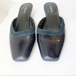 Leather Upper Square Toe Slip on Mules